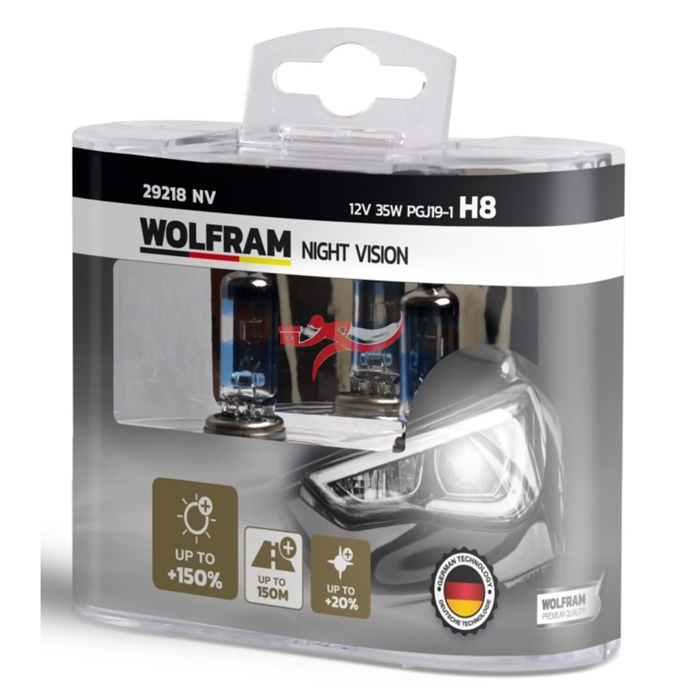 WOLFRAM 29218NV NİGHT VİSİON 12V 35W H8 FAR AMPULU %150 GÜÇLÜ IŞIK