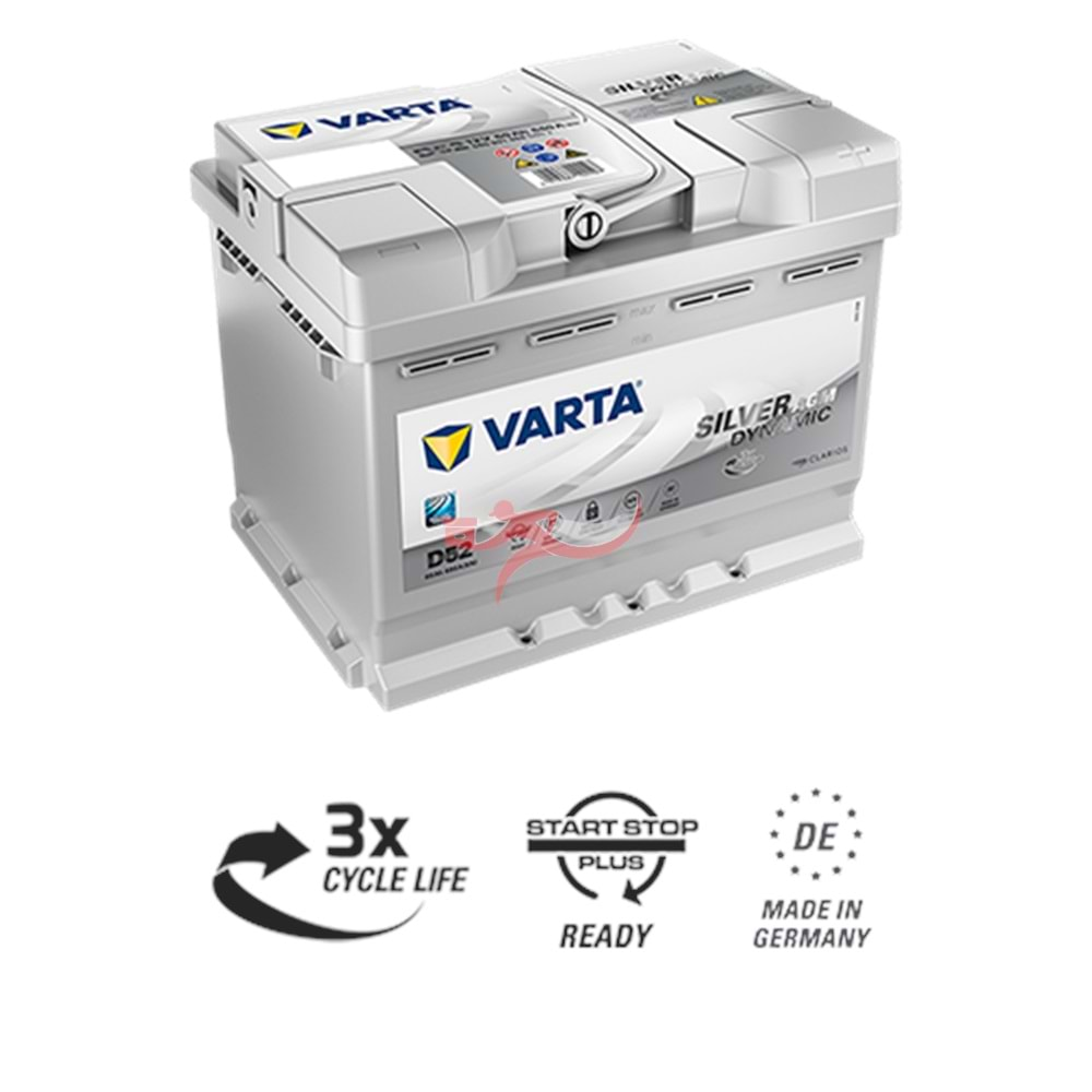 VARTA D52 12VOLT 60AH AKÜ SILVER DYNAMIC AGM