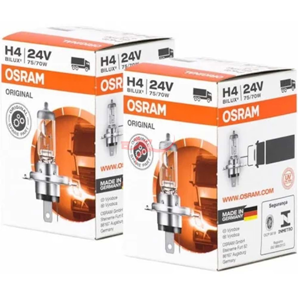 OSRAM 64196 FAR AMPÜLÜ 24 VOLT H4 75/70W TIRNAKLI 43