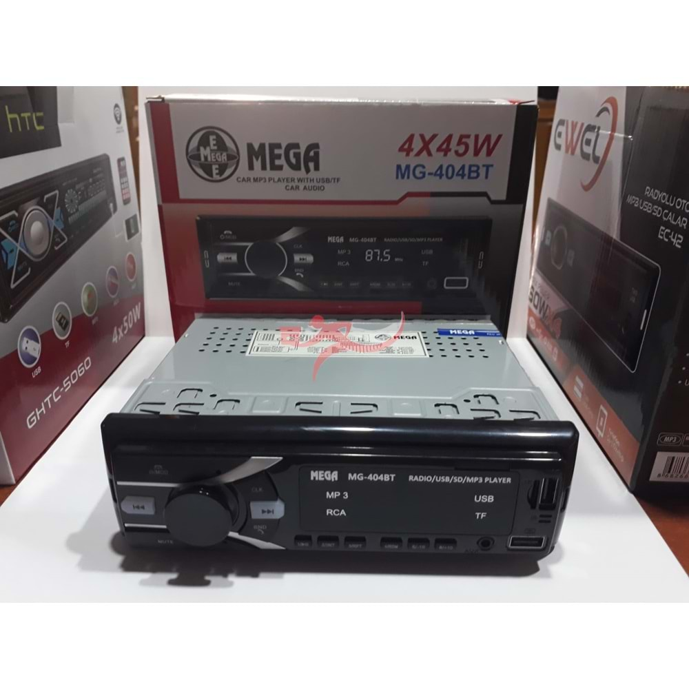 Mega Mg-404Bt Çift Usb'Li Oto Teyp Bluetooth Usb Sd Aux Fm Radyo