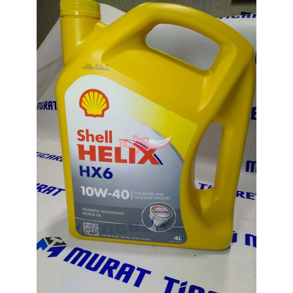 SHELL HELİX HX6 10W40 4LT ACEA A3/B4 APİ SN PLUS