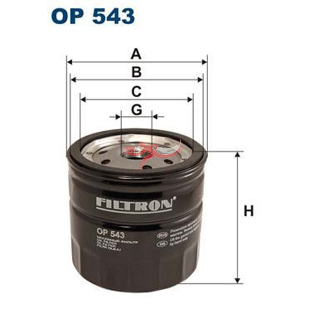 FİLTRON OP 543 YAĞ FİLTRESİ TRANSİT T12 T15 2,5 / 2,5TD 91>00 CONNECT 1,8TDCI 02>13 FOCUS 1,8TDCI 98>04 (ATOM TIP)