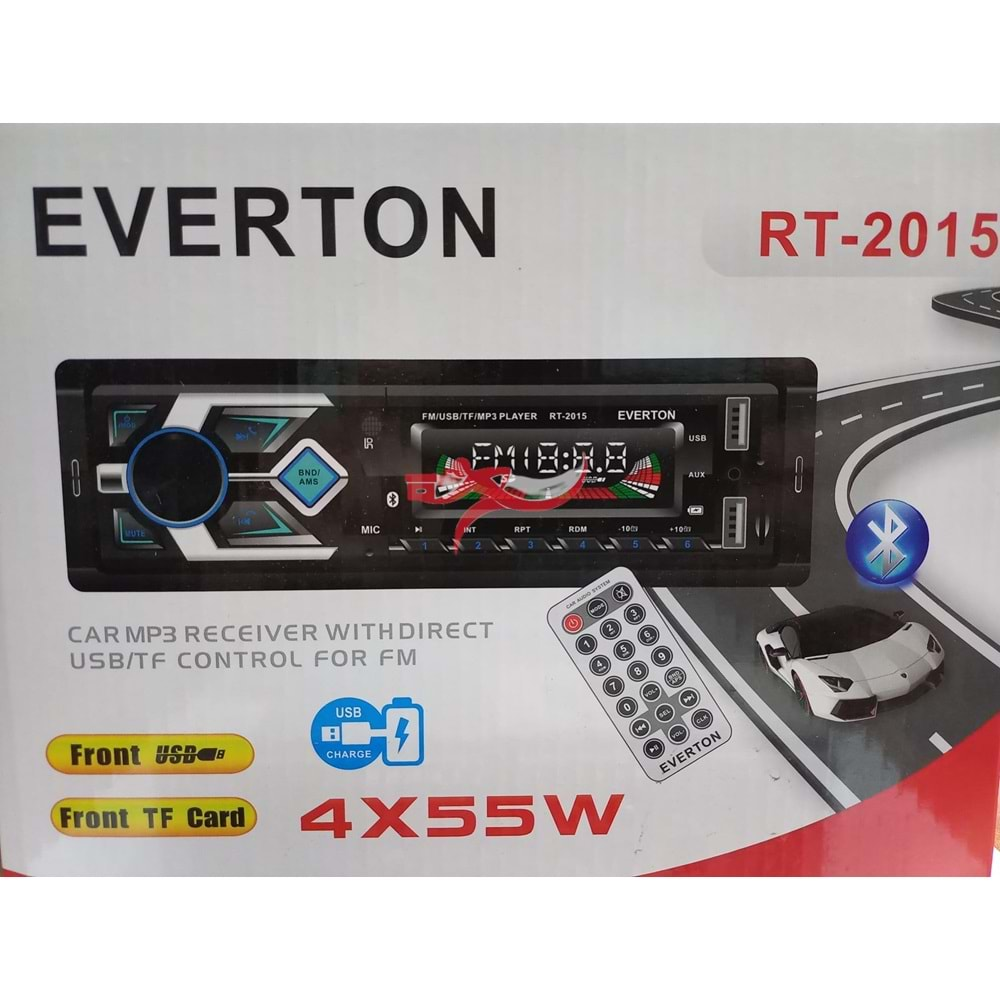 EVERTON RT2015 OTO TEYP MP3 ÇALAR 4X55W BLUETOOTH, ÇİFT USB, FM