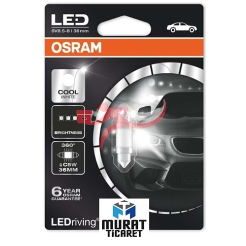 OSRAM 6498CW01B 12V 5W SOFİT AMPULU 6000K BEYAZ IŞIK 36MM