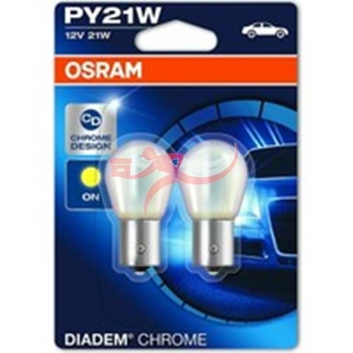 OSRAM 7507DC-02B 12VOLT, 21W SİNYAL AMPÜL KROM KAPLAMA SARI