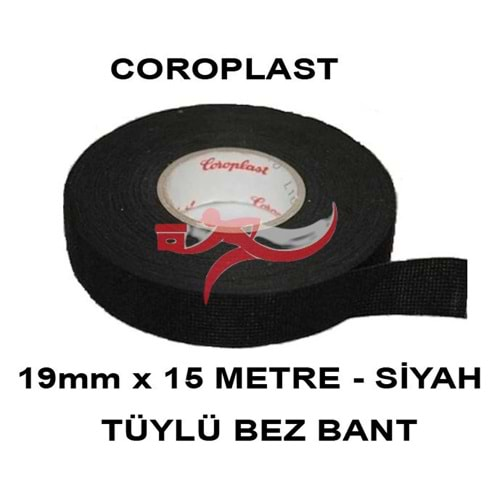 COROPLAST 8551 BEZ BANT 19MM x 15 MT TÜYLÜ SİYAH