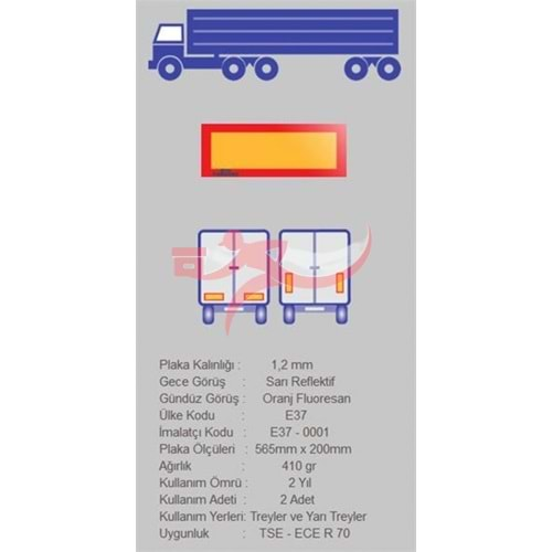 PAKKENS 90995010000 TIR ÇEKİCİ REFLEKTÖRÜ ONAYLI TAKIM SAC REFLEKTÖR