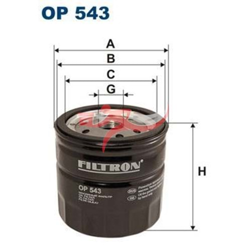 FİLTRON OP 543 YAĞ FİLTRESİ TRANSİT T12 T15 2,5 / 2,5TD 91>00 CONNECT 1,8TDCI 02>13 FOCUS 1,8TDCI 98>04 (ATOM TIP)